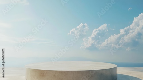 Minimalist Elevated Product Podium with Nature Inspired Coastal Backdrop
