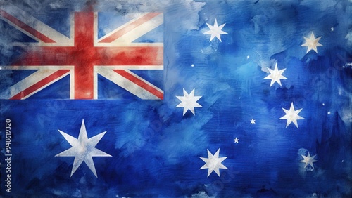 Australia flag painted in abstract brush strokes , Australian, flag, paint, art, brush stroke, abstract, design, national symbol