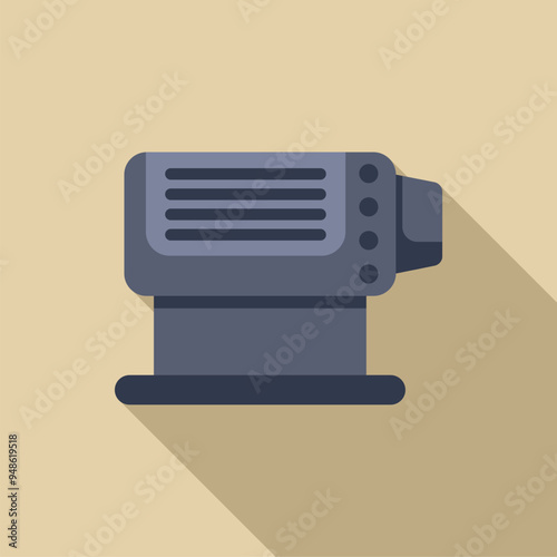 Electric woodworking machine with long shadow casting on a light brown background