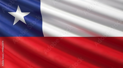 Portrait of Chile's National Flag blowing in the air. The symbol of Chile's Independence Day, Republic Day, and holiday photo-realistic