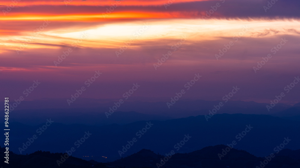Beautiful sunset over the mountain in Thailand. Beautiful sunset over the mountain in Thailand.
