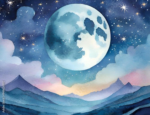 night sky and moon painting