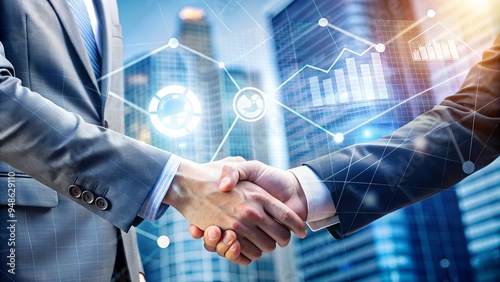 Business Partnership: Growth & Success Stock Image High-Resolution HD Visual Concept Template Professional Graphic Modern Technology Photo Innovation Style Artistic