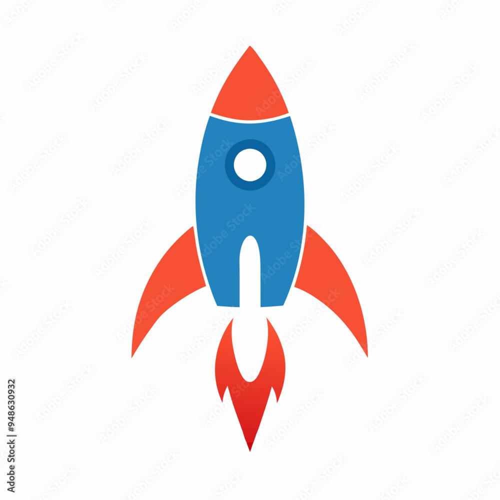 Minimalist Rocket Logo - Vector Art on White Background