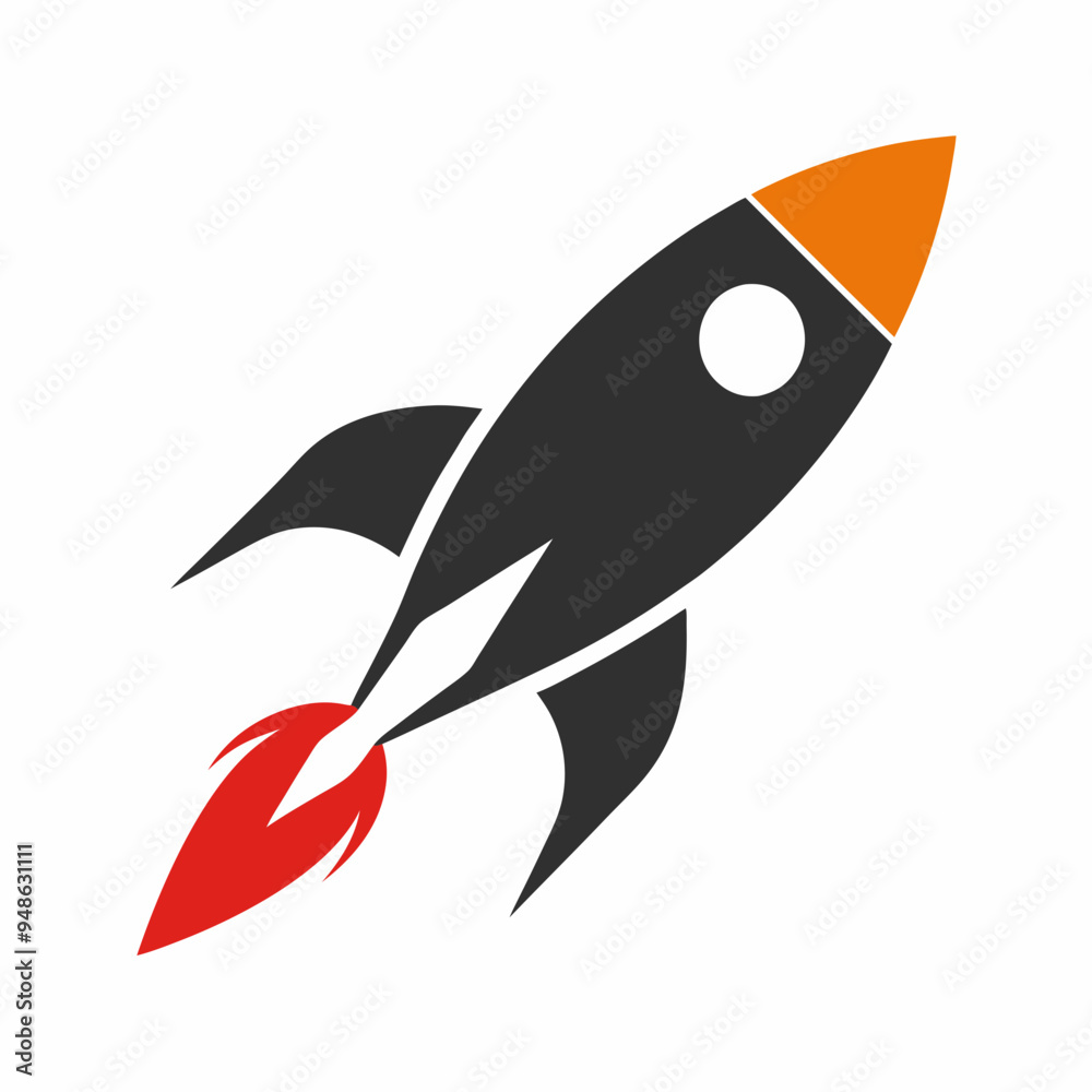 Fototapeta premium Minimalist Rocket Logo - Vector Art on White Background