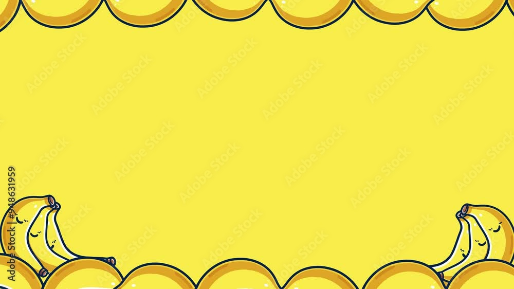 Cute Banana Frame character 2d looping animation with green screen