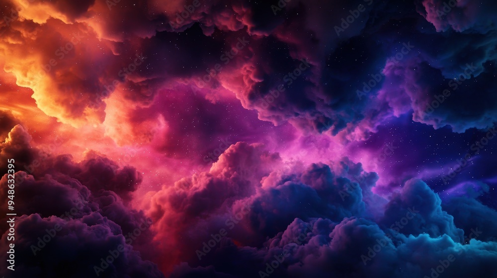 Vibrant Sunset and Dusk Sky with Dramatic Cloudscape and Deep Colors