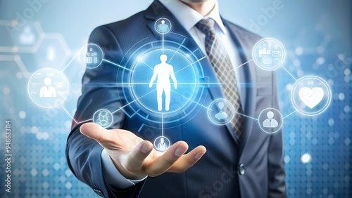 Human-Centered Tech: Future of Business Background Stock Image