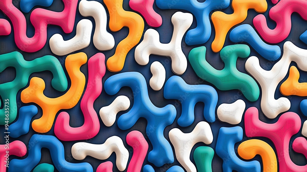 A colorful and white pattern of small maze-like shapes, resembling the texture of fabric or material with fine lines and curves A colorful and white pattern of small maze-like shapes, resembling the texture of fabric or material with fine lines and curves