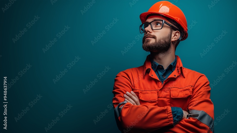 the engineer in thinking pose isolated on black background the engineer in thinking pose isolated on black background