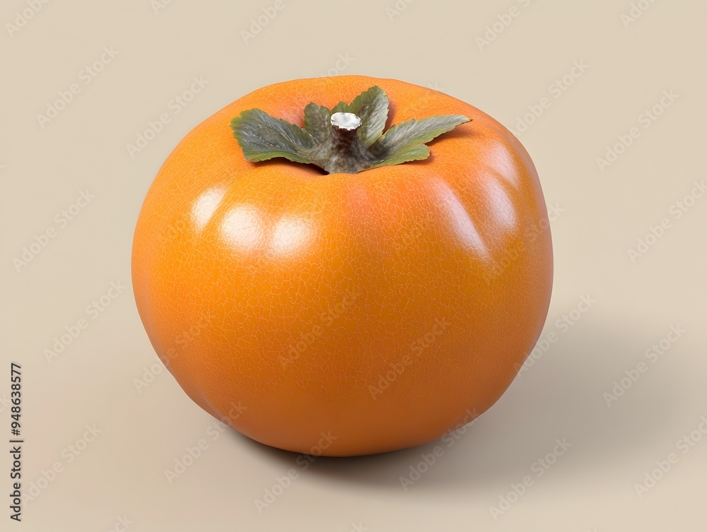 Bright Orange Persimmon on Soft Background - Aesthetically Captivating Image for Branding and Decor Bright Orange Persimmon on Soft Background - Aesthetically Captivating Image for Branding and Decor