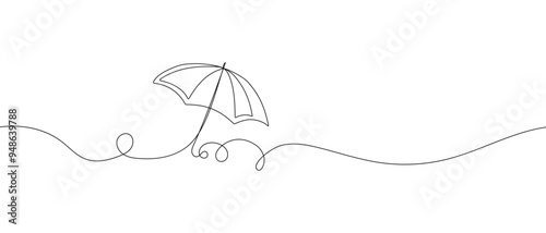 Obraz na płótnie Umbrella line drawing vector. Hand-drawn line icon. Isolated icon. Design linear artwork elements. Flat design. one-line object. w salonie