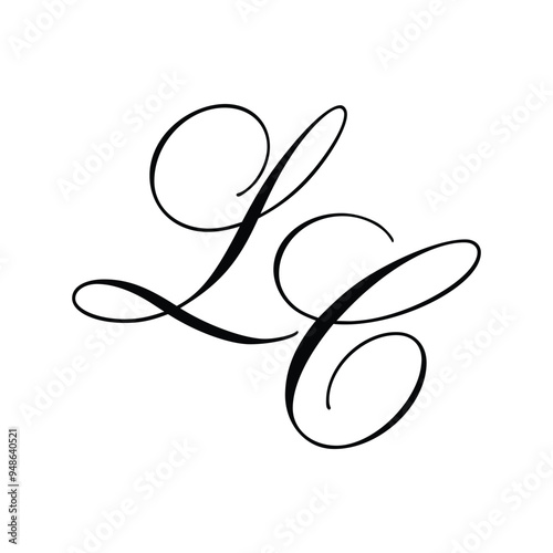 LC Calligraphy Monogram Initial Letters Logo