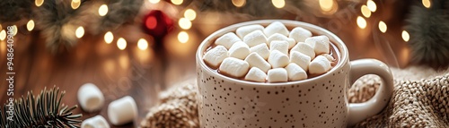 Steaming mug of hot cocoa with marshmallows