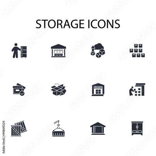 storage icon set.vector.Editable stroke.linear style sign for use web design,logo.Symbol illustration.