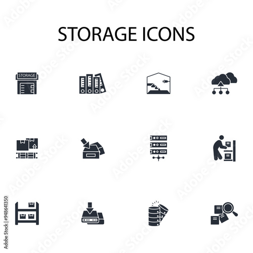 storage icon set.vector.Editable stroke.linear style sign for use web design,logo.Symbol illustration.