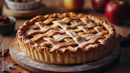 Homemade Apple Pie Perfection: Lattice Crust with Cinnamon Sugar