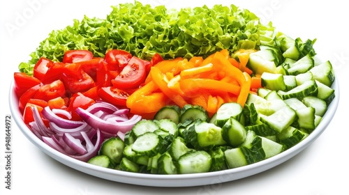 Freshly Sliced Salad Vegetables in a White Bowl