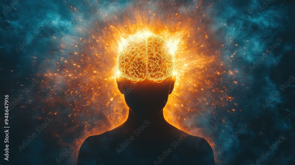 an image of a shadowy figure emitting vibrant brain waves, representing mind control and probing the depths of consciousness an image of a shadowy figure emitting vibrant brain waves, representing mind control and probing the depths of consciousness
