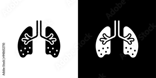 Asthma icon Flat fill set collection