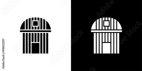 barn farm icon Flat fill set collection