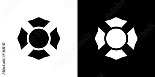 Blank Fire Department badge icon Flat fill set collection