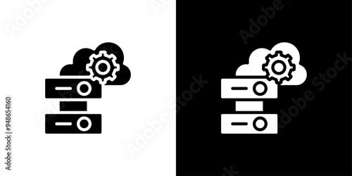 Cloud Data settings icon Flat fill set collection