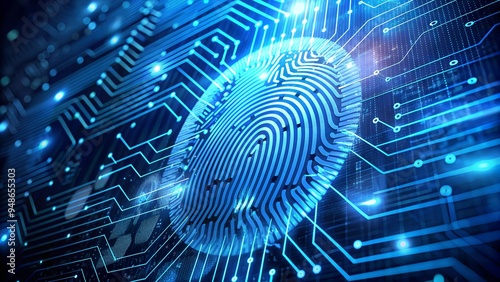 Digital Fingerprint Security: Cyber Protection Background