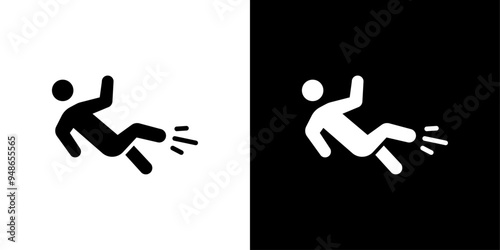 fall accident icon Flat fill set collection