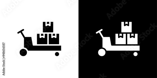 Hand pallet jack icon Flat fill set collection