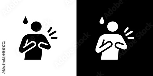 Heart attack icon Flat fill set collection