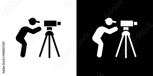 land surveyor icon Flat fill set collection