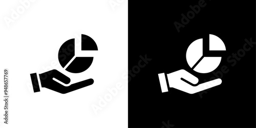 Market share icon Flat fill set collection