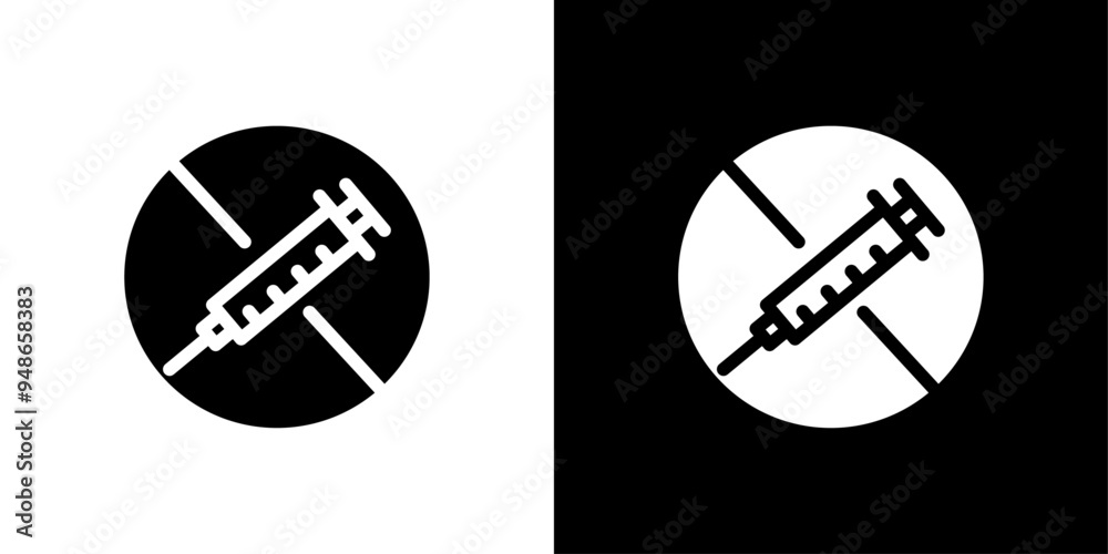 Obraz premium No vaccine icon Flat fill set collection
