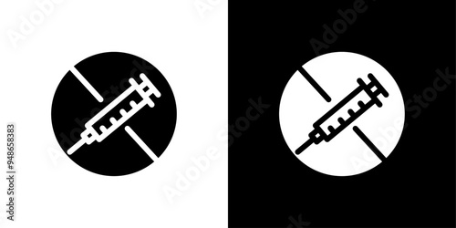 No vaccine icon Flat fill set collection