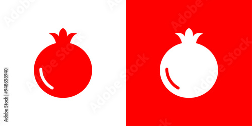 pomegranate icon Flat fill set collection