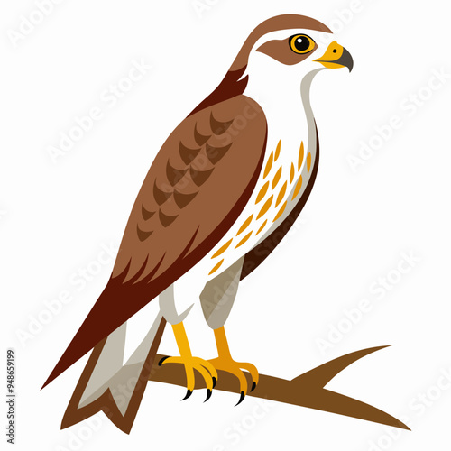 Ferruginous hawk perching on a branch vector illustration on white background photo