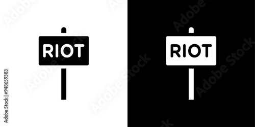 Riot sign icon Flat fill set collection