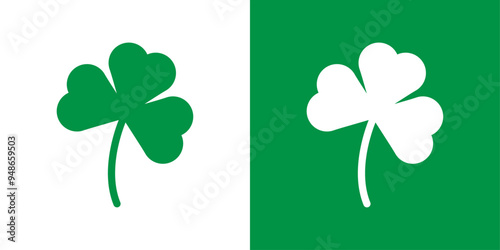 Saint patrick Leaf clover icon Flat fill set collection