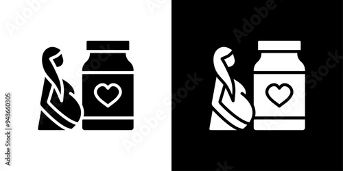 Supplements for pregnant women icon Flat fill set collection