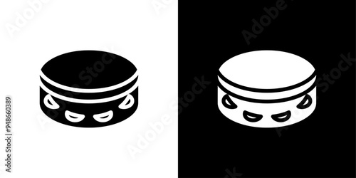 Tambourine icon Flat fill set collection
