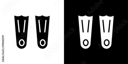 Swimming flippers icon Flat fill set collection