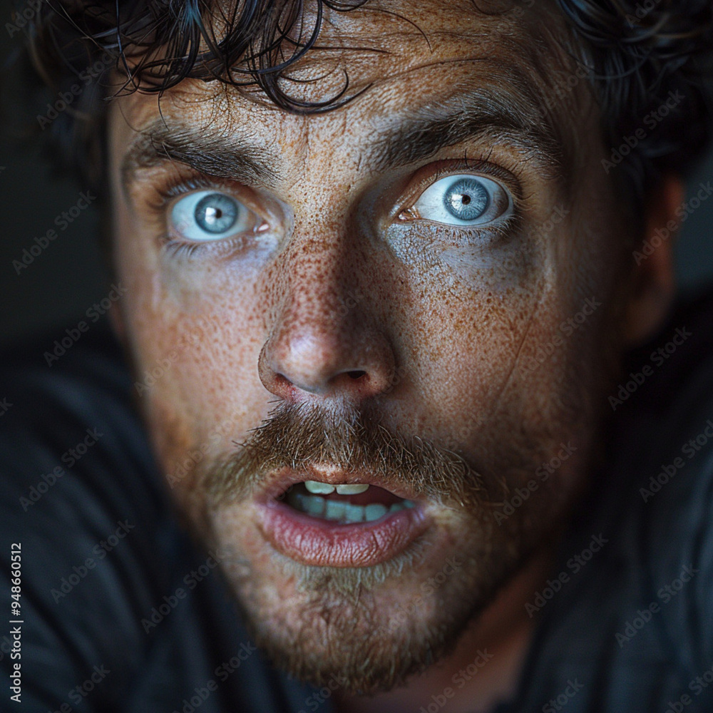Man with an expression of shock, covering her mouth with her hand: A ...