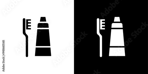 tooth brush icon Flat fill set collection