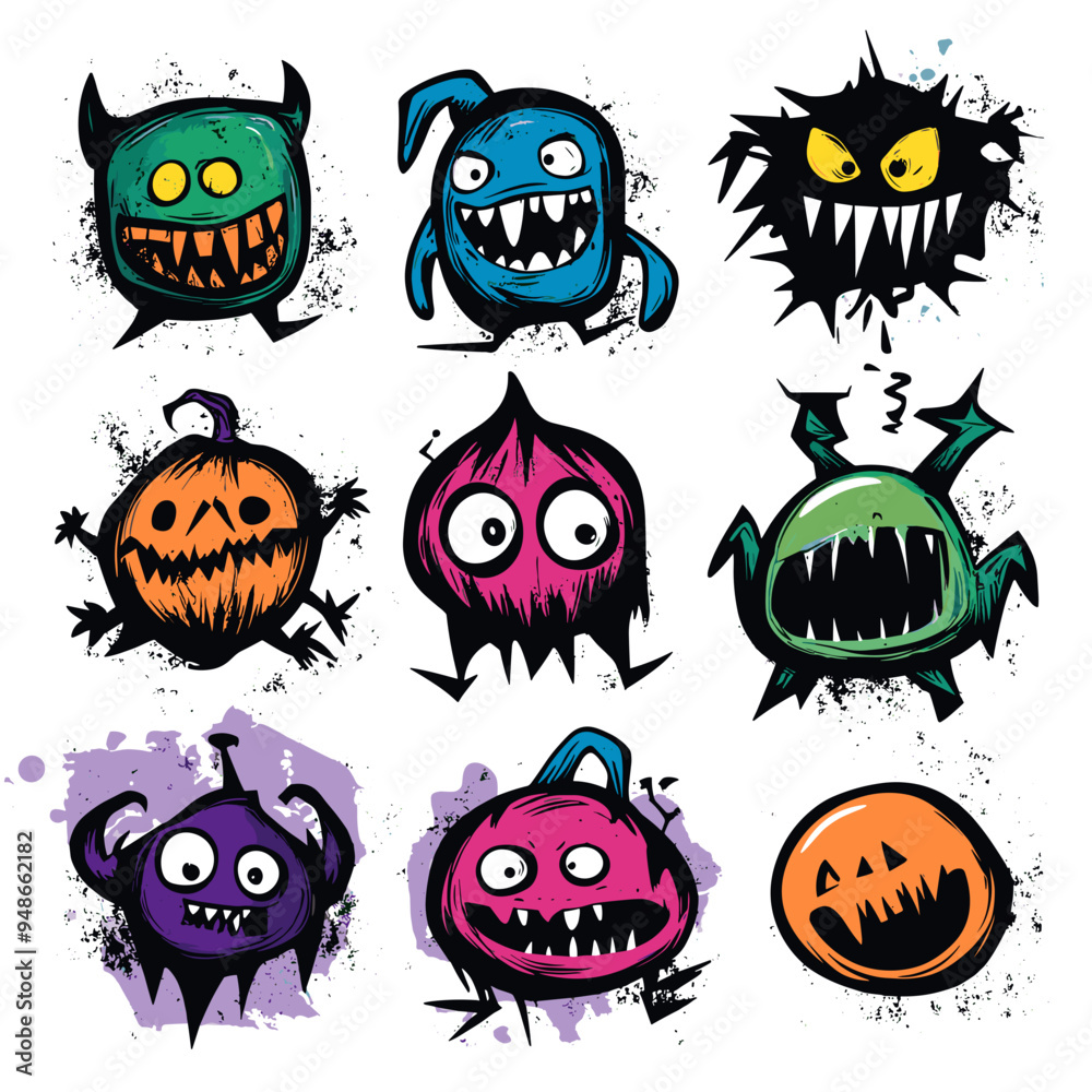 Fototapeta premium A set of fun Halloween inspired characters.