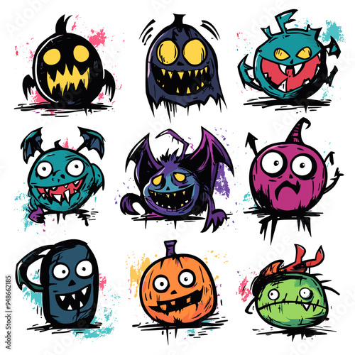 A set of fun Halloween inspired characters.