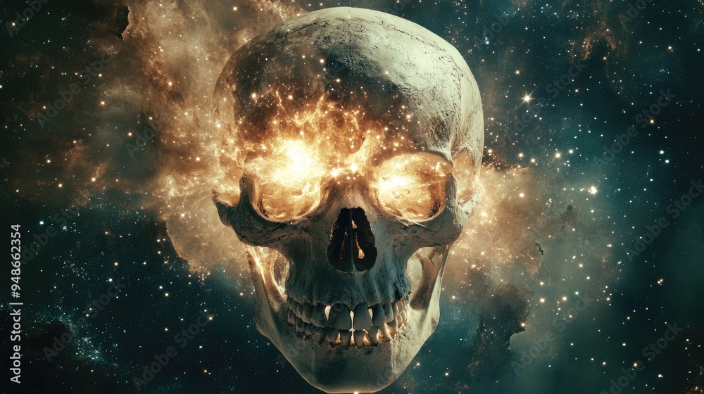 Skull with Cosmic Eye Sockets in Space Skull with Cosmic Eye Sockets in Space