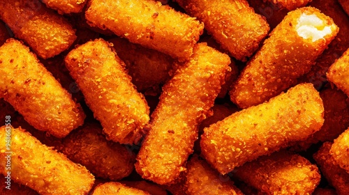 Crispy Golden Fried Cheese Sticks, Close-up of Savory Snacks in Warm Colors