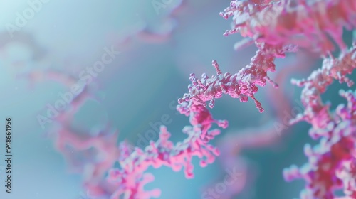 Abstract pink and blue 3D organic structure, soft focus background.