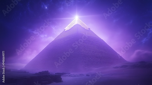 The pyramid has a mysterious and powerful light.